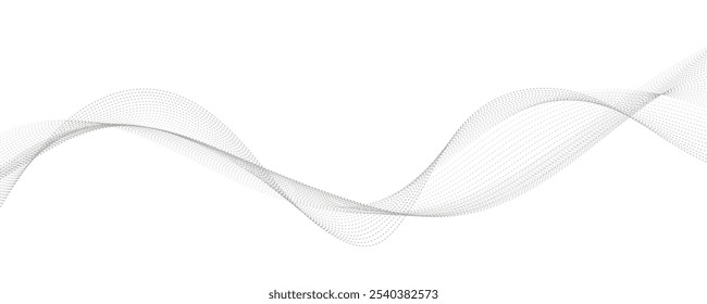 Abstract wave element for design. Digital frequency track equalizer. Stylized line art background. Vector illustration. Wave with lines created using blend tool. Curved wavy line, smooth stripe.