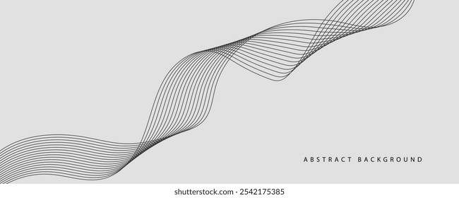 Elemento de onda abstrato para projeto. Equalizador de faixa de frequência digital. Plano de fundo da arte em linha estilizada. Ilustração vetorial. Ondular com linhas criadas usando a ferramenta de mesclagem. Linha ondulada curva, faixa lisa.