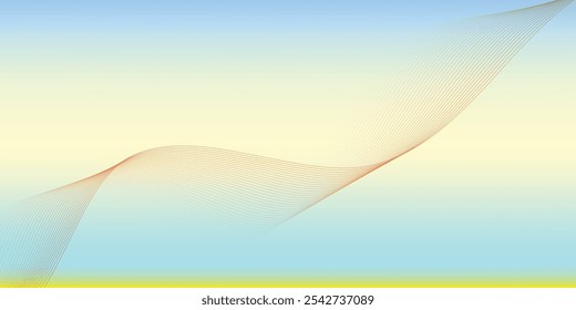 Abstract wave element for design. Digital frequency track equalizer. Stylized line art background . Vector illustration. Wave with lines created using blend tool.