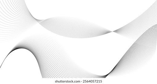 Abstract wave element for design. Digital frequency track equalizer. Stylized line art background. Vector illustration. Wave with lines created using blend tool. Curved wavy line,