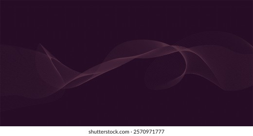 Abstract wave element for design. Digital frequency track equalizer. Shiny moving lines design element. Modern purple blue gradient flowing wave lines.