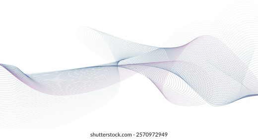 Abstract wave element for design. Digital frequency track equalizer. Abstract glowing wave lines on dark blue background. 