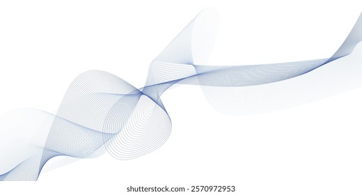 Abstract wave element for design. Digital frequency track equalizer. Abstract glowing wave lines on dark blue background. 