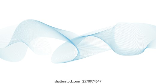 Abstract wave element for design. Digital frequency track equalizer. Abstract white and silver wavy swirl line on white background.
