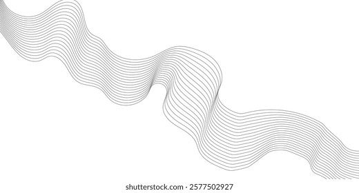 Abstract wave element for design. Digital frequency track equalizer. Stylized line art background. Vector illustration. Wave with lines created using blend tool.
