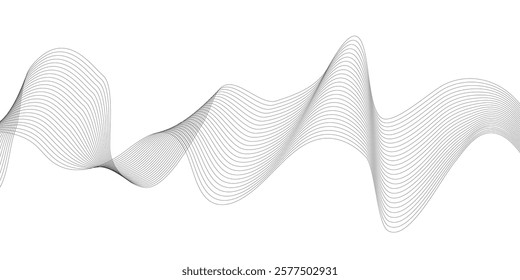 Abstract wave element for design. Digital frequency track equalizer. Stylized line art background. Vector illustration. Wave with lines created using blend tool.
