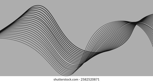 Abstract wave element for design. Digital frequency track equalizer. Stylized line art background.