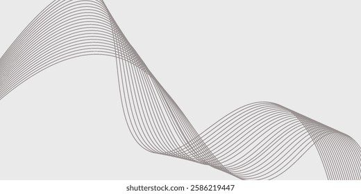Abstract wave element for design. Digital frequency track equalizer. Stylized line art background. Vector illustration. Wave with lines created using blend tool. smooth gray