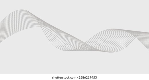 Abstract wave element for design. Digital frequency track equalizer. Stylized line art background. Vector illustration. Wave with lines created using blend tool. smooth gray