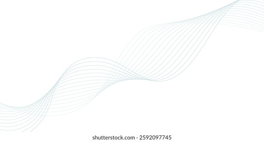 "Abstract wave element for design. Digital frequency track equalizer. Stylized line art background. Vector illustration. Wave with lines created using blend tool."