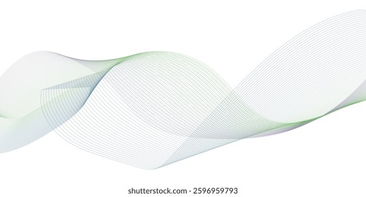 Abstract wave element for design. Digital frequency track equalizer. Stylized line art background. Vector illustration. Wave with lines created using blend tool. Curved wavy line, smooth stripe.
