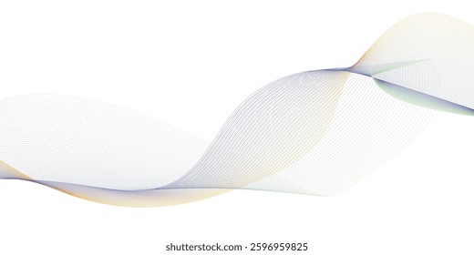 Abstract wave element for design. Digital frequency track equalizer. Stylized line art background. Vector illustration. Wave with lines created using blend tool. Curved wavy line, smooth stripe.
