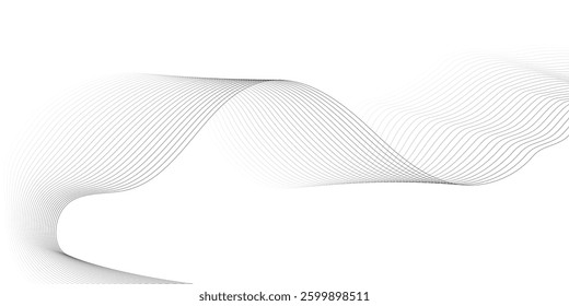 "Abstract wave element for design. Digital frequency track equalizer. Stylized line art background. Vector illustration. Wave with lines created using blend tool."