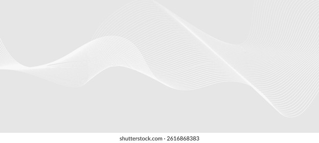 Abstract wave element for design. Digital frequency track equalizer. Stylized line art background. Vector illustration. Wave with lines created using blend tool. Curved wavy line, smooth stripe.