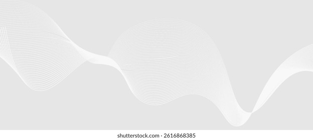 Abstract wave element for design. Digital frequency track equalizer. Stylized line art background. Vector illustration. Wave with lines created using blend tool. Curved wavy line, smooth stripe.