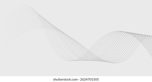Elemento de onda abstrato para projeto. Equalizador de faixa de frequência digital. Plano de fundo da arte em linha estilizada. Ilustração vetorial. Onda com linhas criadas usando a ferramenta de mesclagem. cinza suave