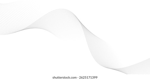 Abstract wave element for design. Digital frequency track equalizer. Stylized line art background. Vector illustration. Wave with lines created using blend tool. Curved wavy line, smooth stripe.