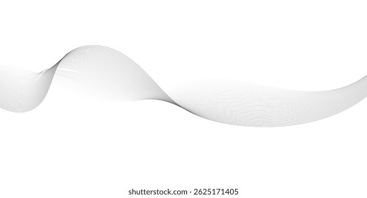 Abstract wave element for design. Digital frequency track equalizer. Stylized line art background. Vector illustration. Wave with lines created using blend tool. Curved wavy line, smooth stripe.