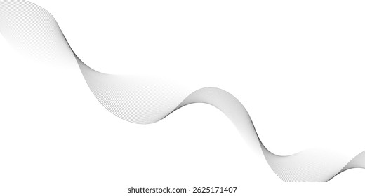 Abstract wave element for design. Digital frequency track equalizer. Stylized line art background. Vector illustration. Wave with lines created using blend tool. Curved wavy line, smooth stripe.