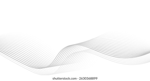 Abstract wave element for design. Digital frequency track equalizer. Stylized line art background. Vector illustration. Wave with lines created using blend tool. Curved wavy line