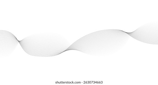 "Elemento de onda abstrata para design. Equalizador de faixa de frequência digital. Plano de fundo da arte em linha estilizada. Ilustração vetorial. Acene com linhas criadas usando a ferramenta de mesclagem."