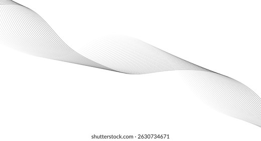 "Abstract wave element for design. Digital frequency track equalizer. Stylized line art background. Vector illustration. Wave with lines created using blend tool."