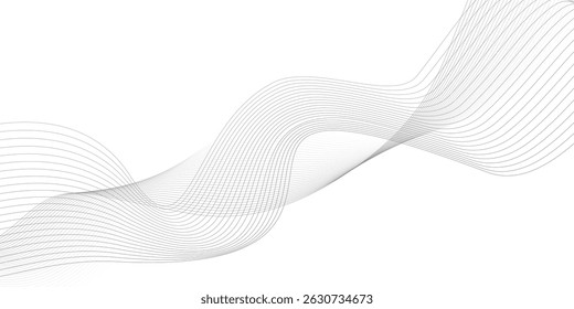 "Abstract wave element for design. Digital frequency track equalizer. Stylized line art background. Vector illustration. Wave with lines created using blend tool."