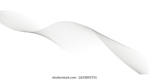 Abstract wave element for design. Digital frequency track equalizer. Stylized line art background. Vector illustration. Wave with lines created using blend tool. Curved wavy line, smooth stripe.