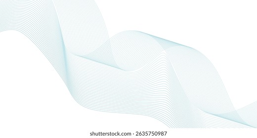 Abstract wave element for design. Digital frequency track equalizer. Stylized line art background. Vector illustration. Wave with lines created using blend tool. Curved wavy line, smooth stripe. 