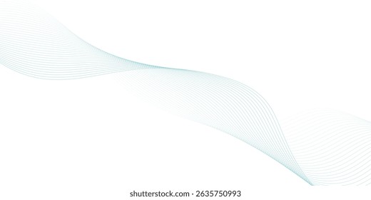 Abstract wave element for design. Digital frequency track equalizer. Stylized line art background. Vector illustration. Wave with lines created using blend tool. Curved wavy line, smooth stripe. 