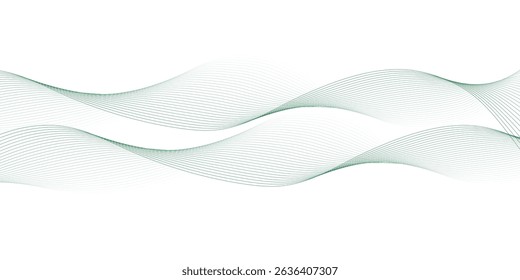 Abstract wave element for design. Digital frequency track equalizer. Stylized line art background. Vector illustration. Wave with lines created using blend tool. Curved wavy line, smooth stripe.