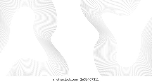 Abstract wave element for design. Digital frequency track equalizer. Stylized line art background. Vector illustration. Wave with lines created using blend tool. Curved wavy line, smooth stripe.