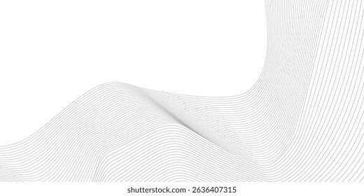 Abstract wave element for design. Digital frequency track equalizer. Stylized line art background. Vector illustration. Wave with lines created using blend tool. Curved wavy line, smooth stripe.