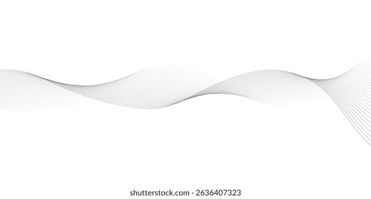 Abstract wave element for design. Digital frequency track equalizer. Stylized line art background. Vector illustration. Wave with lines created using blend tool. Curved wavy line, smooth stripe.