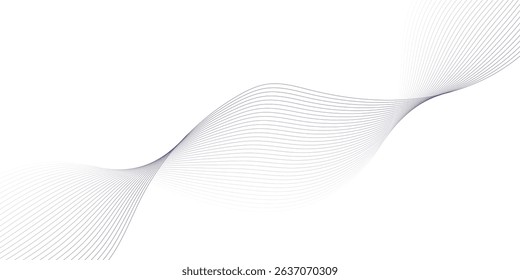 Abstract wave element for design. Digital frequency track equalizer. Stylized line art background. Vector illustration. Wave with lines created using blend tool. Curved wavy line, smooth stripe. 