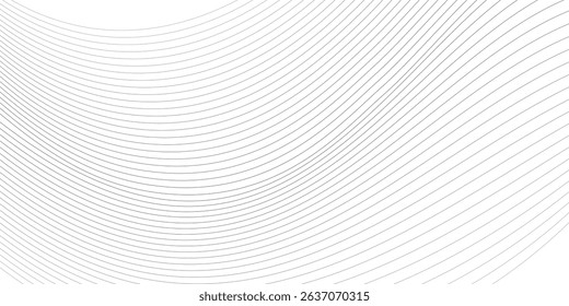 Abstract wave element for design. Digital frequency track equalizer. Stylized line art background. Vector illustration. Wave with lines created using blend tool. Curved wavy line, smooth stripe. 