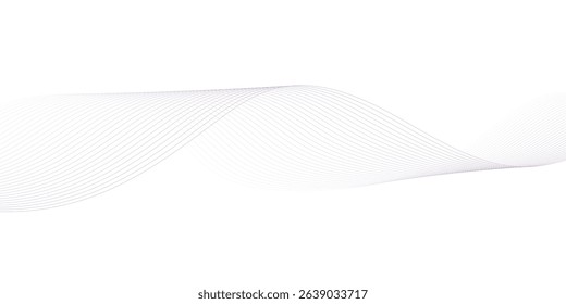 Abstract wave element for design. Digital frequency track equalizer. Stylized line art background. Vector illustration. Wave with lines created using blend tool. Curved wavy line, smooth stripe. 