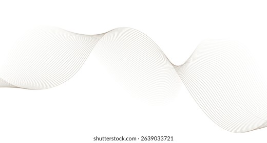 Abstract wave element for design. Digital frequency track equalizer. Stylized line art background. Vector illustration. Wave with lines created using blend tool. Curved wavy line, smooth stripe. 