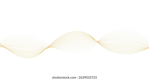 Abstract wave element for design. Digital frequency track equalizer. Stylized line art background. Vector illustration. Wave with lines created using blend tool. Curved wavy line, smooth stripe. 