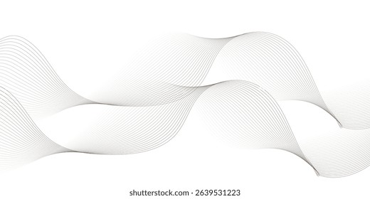 Abstract wave element for design. Digital frequency track equalizer. Stylized line art background. Vector illustration. Wave with lines created using blend tool. Curved wavy line, smooth stripe.