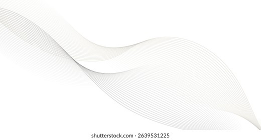 Abstract wave element for design. Digital frequency track equalizer. Stylized line art background. Vector illustration. Wave with lines created using blend tool. Curved wavy line, smooth stripe.