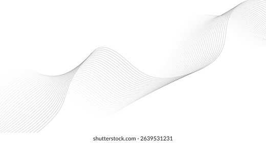 Abstract wave element for design. Digital frequency track equalizer. Stylized line art background. Vector illustration. Wave with lines created using blend tool. Curved wavy line, smooth stripe.