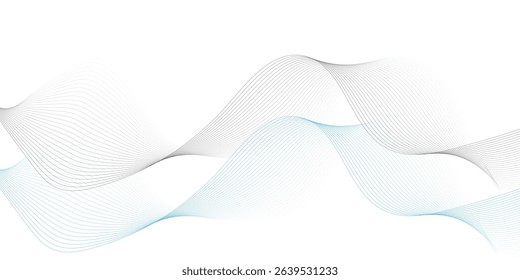 Abstract wave element for design. Digital frequency track equalizer. Stylized line art background. Vector illustration. Wave with lines created using blend tool. Curved wavy line, smooth stripe.