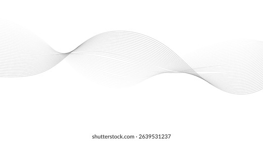 Abstract wave element for design. Digital frequency track equalizer. Stylized line art background. Vector illustration. Wave with lines created using blend tool. Curved wavy line, smooth stripe.