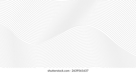 Abstract wave element for design. Digital frequency track equalizer. Stylized line art background. Vector illustration. Wave with lines created using blend tool. Curved wavy line, smooth stripe. 