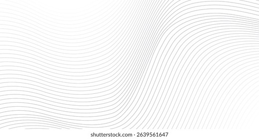 Abstract wave element for design. Digital frequency track equalizer. Stylized line art background. Vector illustration. Wave with lines created using blend tool. Curved wavy line, smooth stripe. 