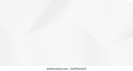 Abstract wave element for design. Digital frequency track equalizer. Stylized line art background. Vector illustration. Wave with lines created using blend tool. Curved wavy line, smooth stripe. 