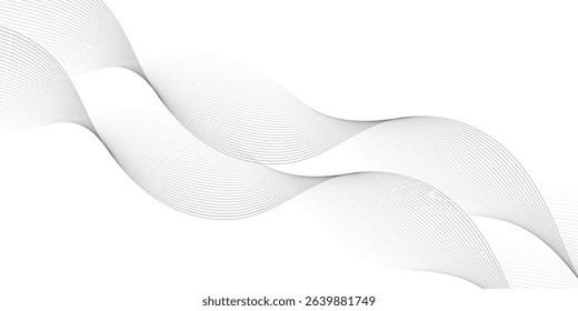 "Abstract wave element for design. Digital frequency track equalizer. Stylized line art background. Vector illustration. Wave with lines created using blend tool."
