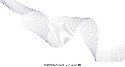 Abstract wave element for design. Digital frequency track equalizer. Stylized line art background. Vector illustration. Wave with lines created using blend tool. Curved wavy line, smooth stripe. 