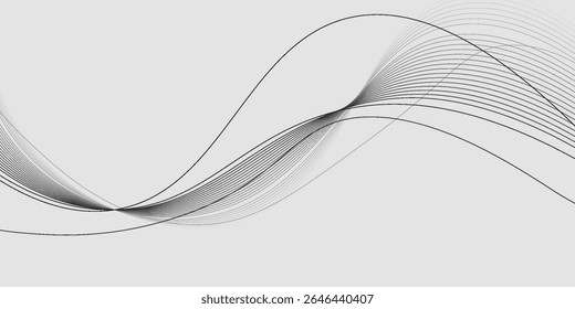 Abstract wave element for design. Digital frequency track equalizer. Stylized line art background. Vector illustration. Wave with lines created using blend tool.